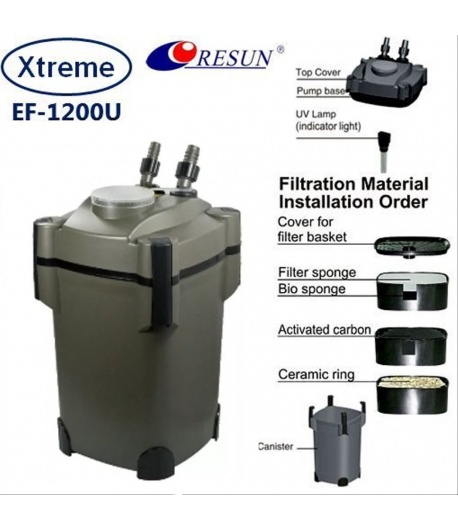 1200 L/h Filtro Canister EF1200U con Luz UV